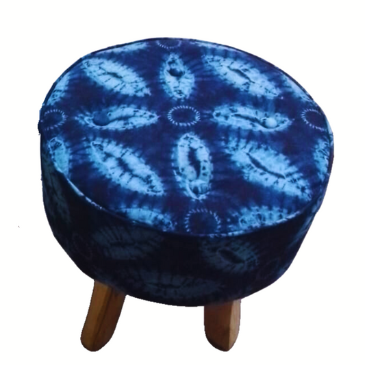 Tabouret en bois exotique et tissu teinté "Elu Vo"