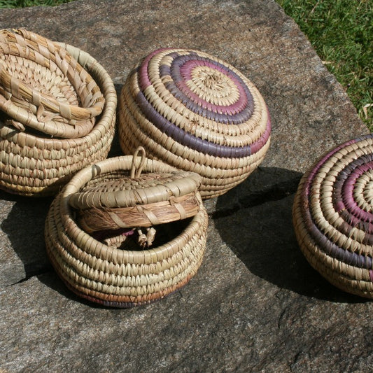 Petits paniers de rangement en osier avec couvercle Mestissés