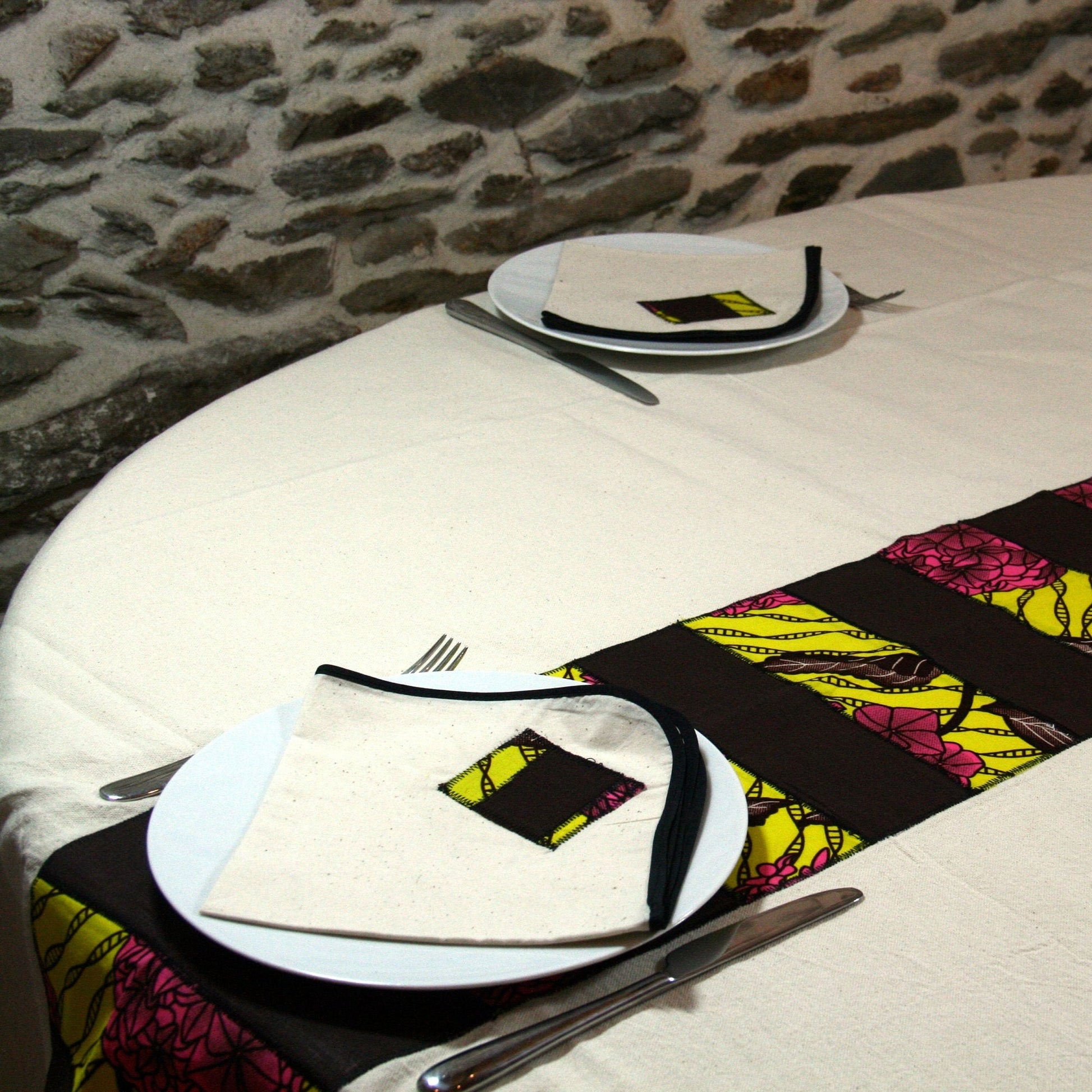 Nappe de table en lin et wax Mestissés