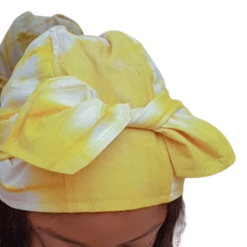 Foulard pré-noué en tie and dye naturel style durag, deux options