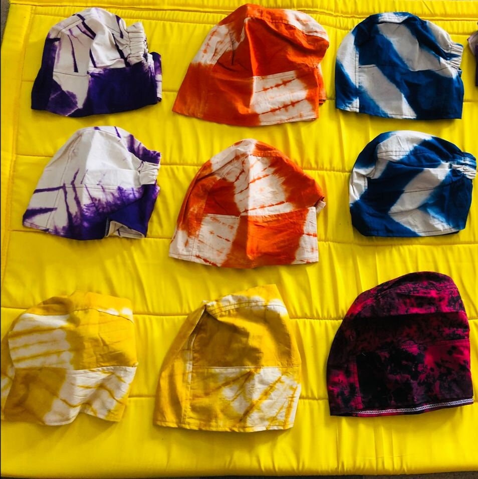 Foulard pré-noué en tie and dye naturel style durag, deux options