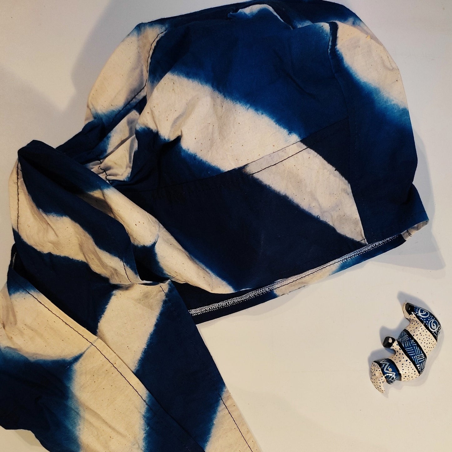 Foulard pré-noué en tie and dye naturel style durag, deux options