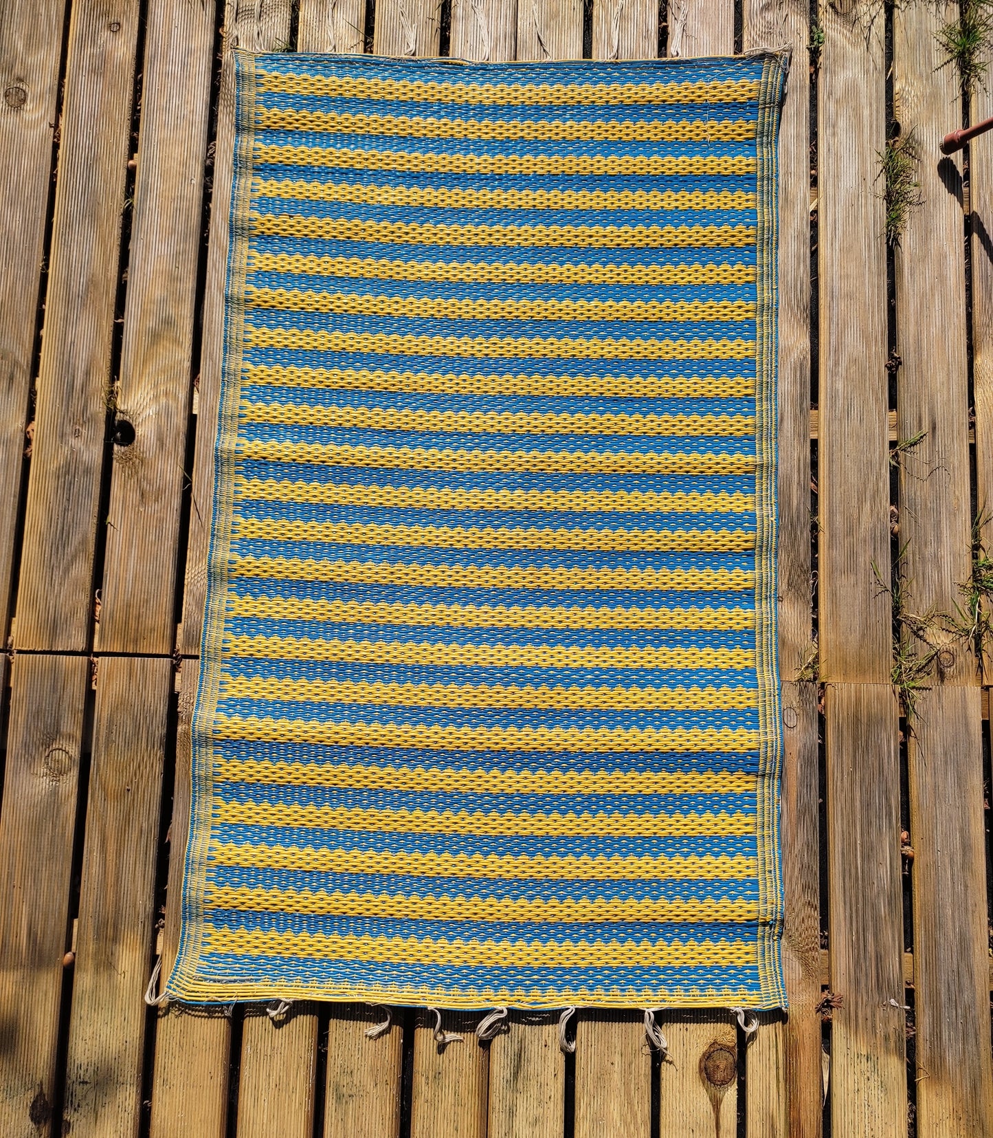 African rug made from recycled plastic