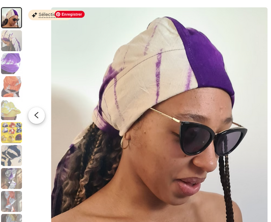 Foulard pré-noué en tie and dye naturel style durag, deux options