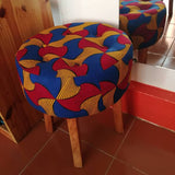 Tabouret en bois exotique et wax ankara Mestissés