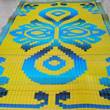 Tapis plastique africain double face bleu médium Mestissés