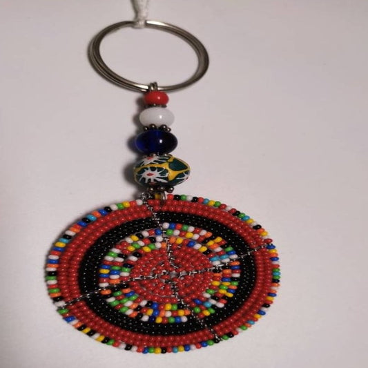 Porte-clés en cuir africain et perles. Mestissés